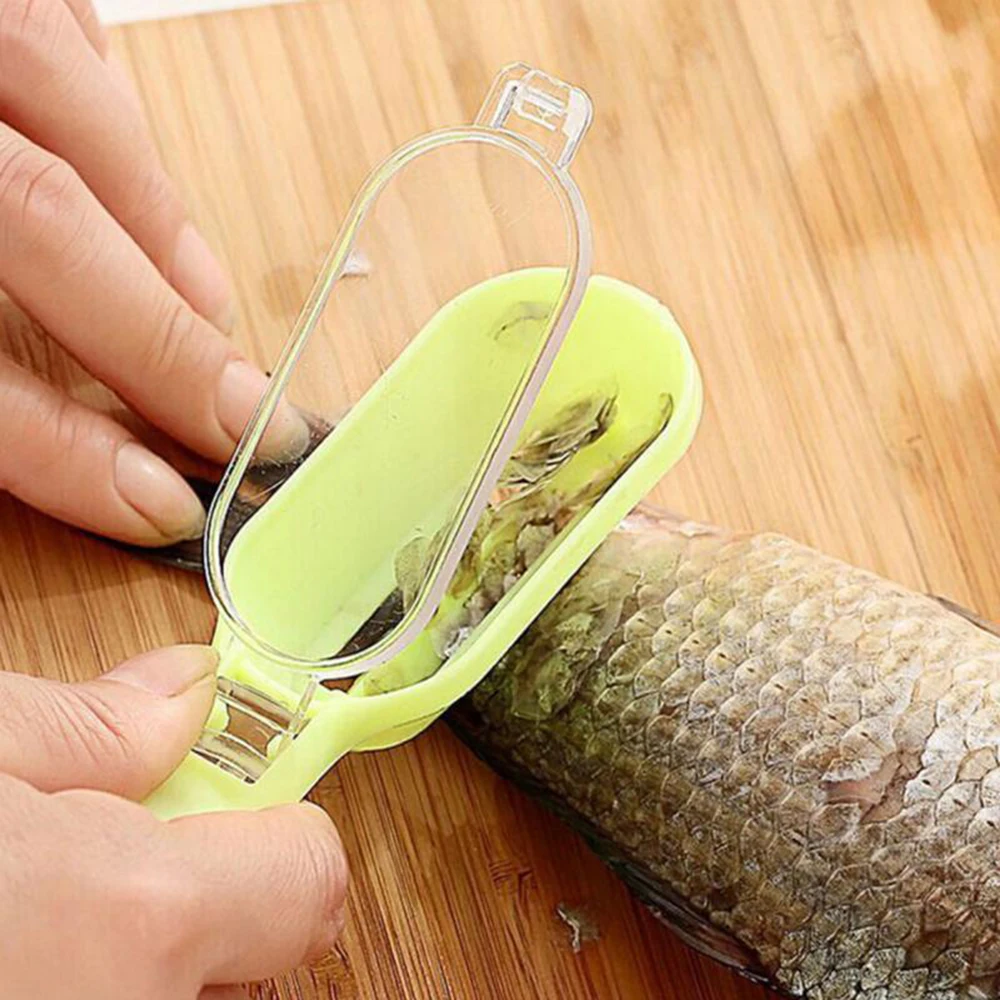 Home Kitchen Fish Scales Scraper Fish Cleaning Tool Scraping Scales Device With Cover Durable Fish Scale Peeler Fish Skin Brush