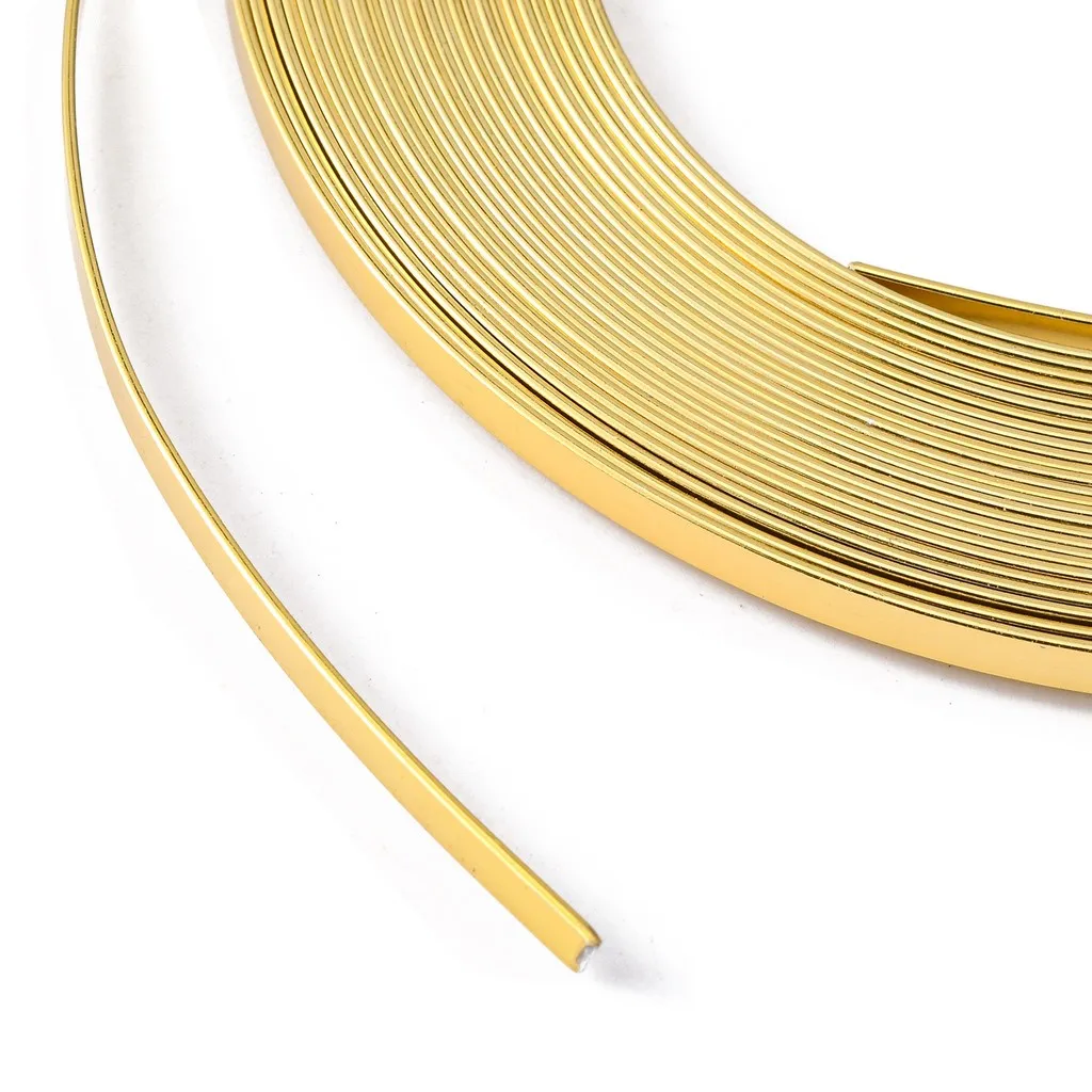1Roll Golden Anodized Aluminum Wire Bendable Metal Craft Wire for Cabochons Jewelry Making 5X1mm About 32.8 Feet(10M)/Roll