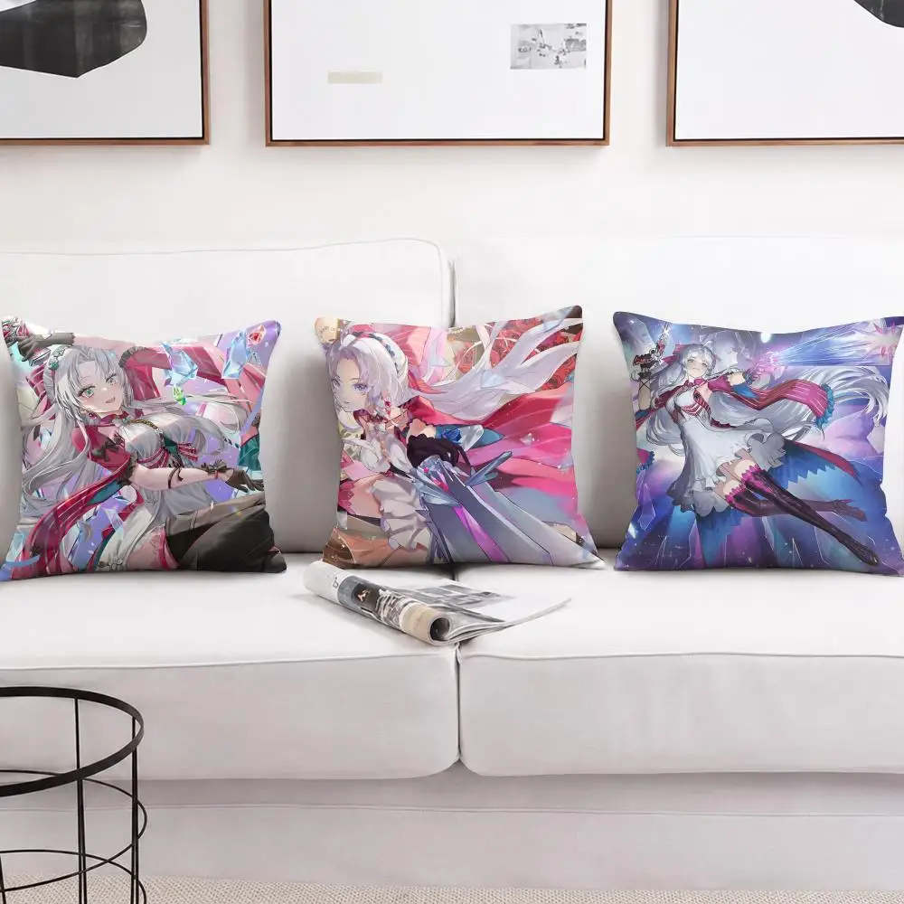 Carlotta Wuthering Waves Cushion Cover Short Plush Soft Double-Sided Printing Pillow Case Cozy Sofa Bedroom Home Decor Gift