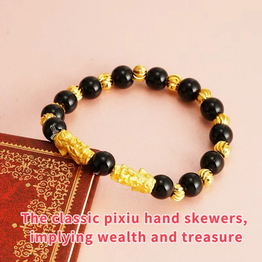 

Love at First Sight! Double Pixiu Imitation Agate Bracelet, Combining Beauty and Good Luck