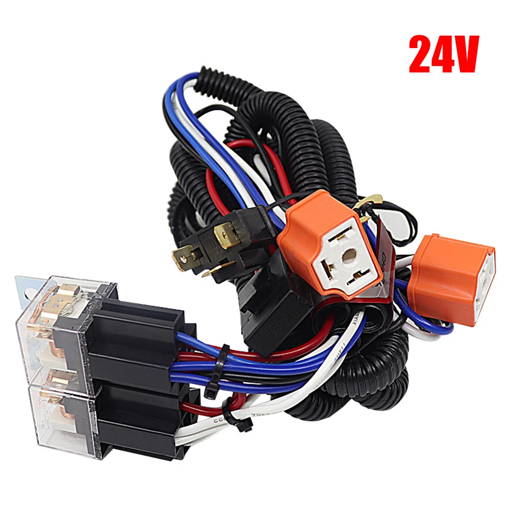 Universal H4 LED Relay Harness Kit 12V 24V Headlight Brightener Wiring Harness Car Light Bulb Socket Plug For Car Auto Headlight