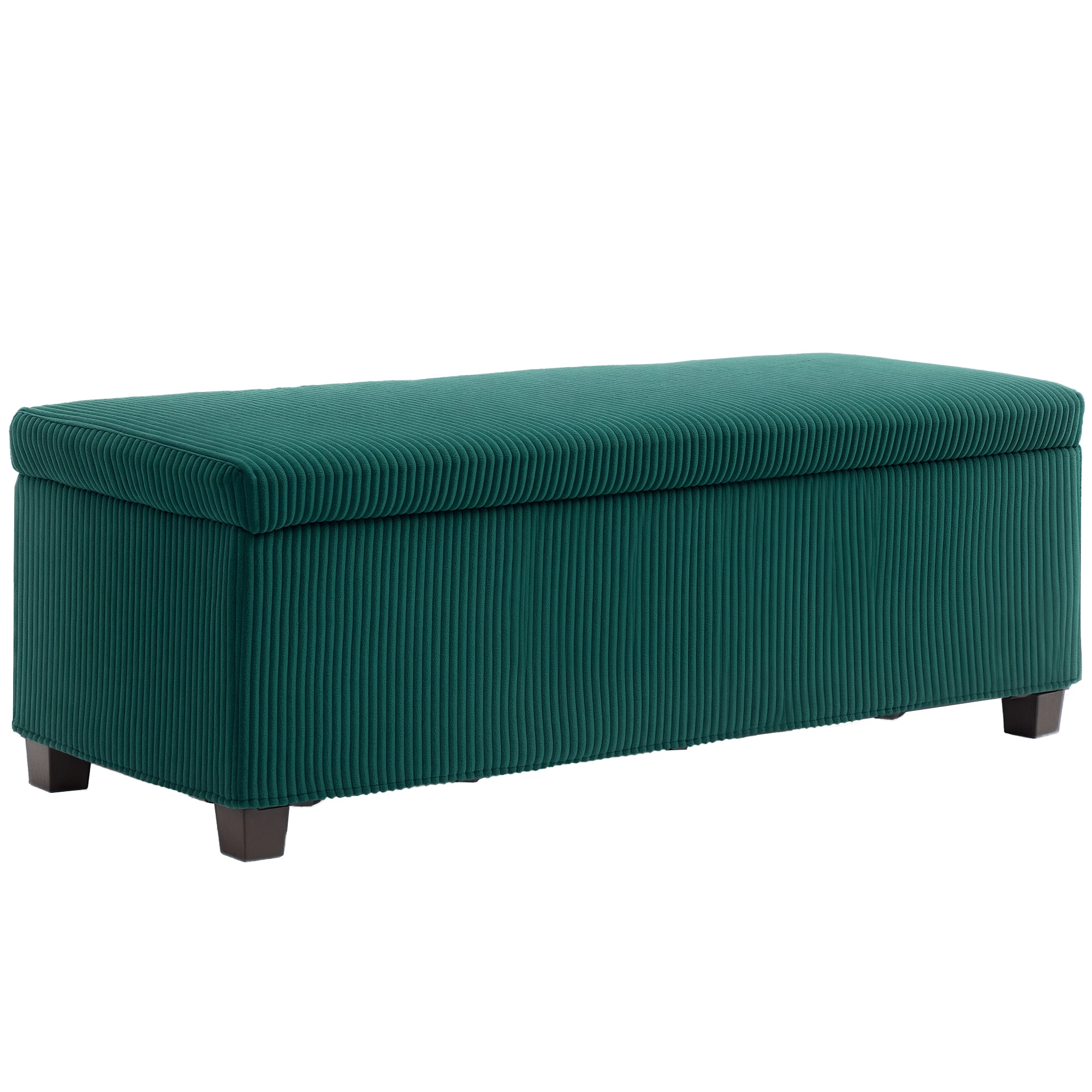 HOMCOM Banc de rangement 84L pouf salon bout de lit coffre de rangement repose-pieds en velours côtelé avec couvercle, pour salo