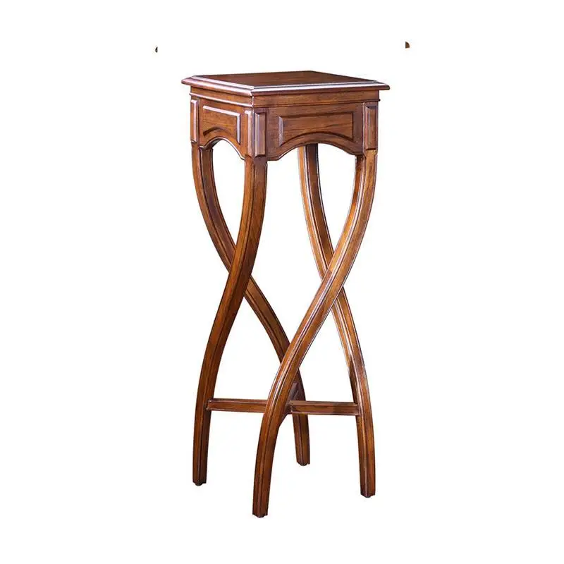 

American flower stand pure solid wood flower table floor living room shelf simple square decorative frame high-end villa