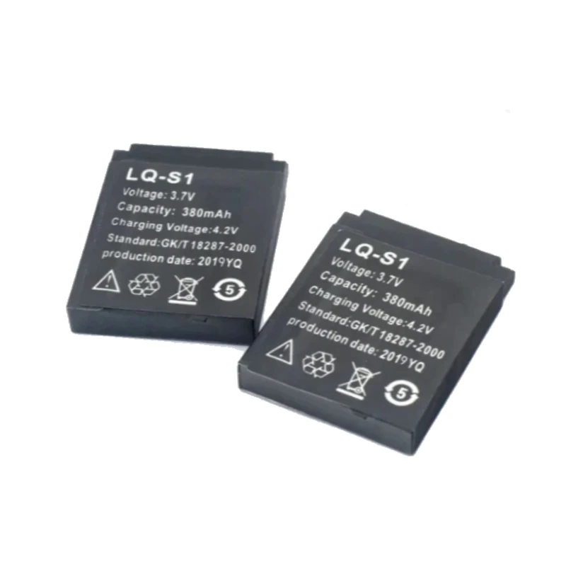 LQ-S1 بطارية ساعة ذكية متينة SmartWatch بطاريّة ليثيوم قابلة لإعادة الشحن 3.7 فولت 380 مللي أمبير لـ DZ09 W8 A1 QW09 KSW-S6 RYX-NX9