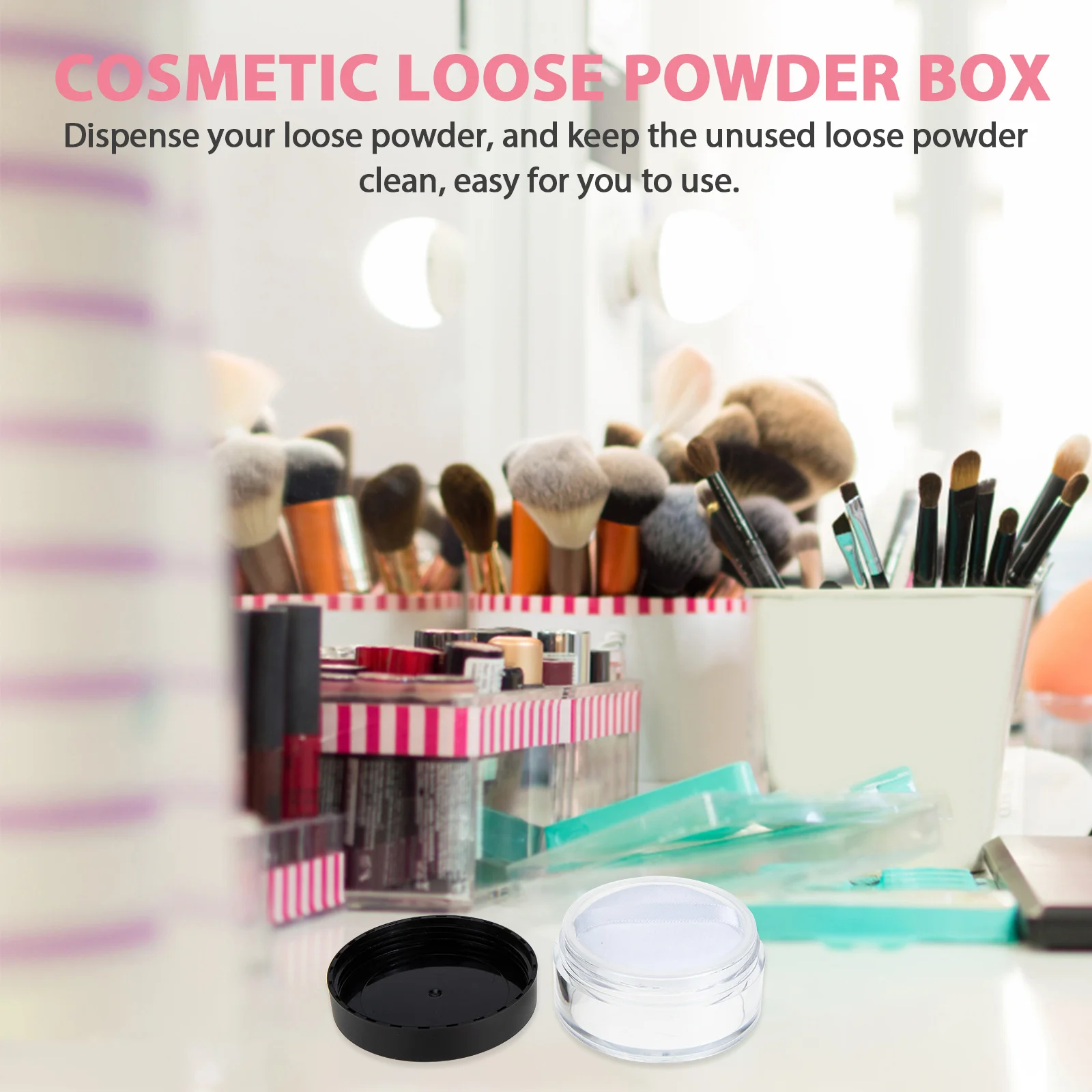 

4 Powder Box Empty Makeup Container With Puff Anti-Leak Design For Travel Daily Use Portable Case Powder