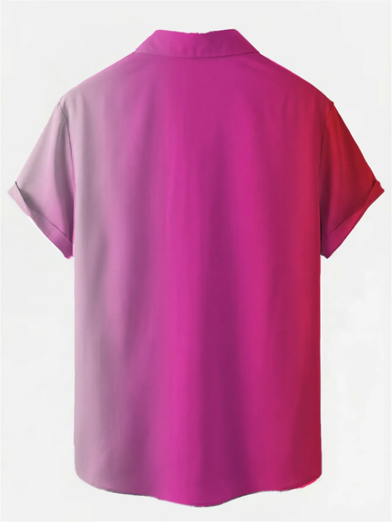 Ombre Magenta Gradient Shirt Men Cuffed Short Sleeve Lightweight Breathable Hawaii Daily Wear view 3