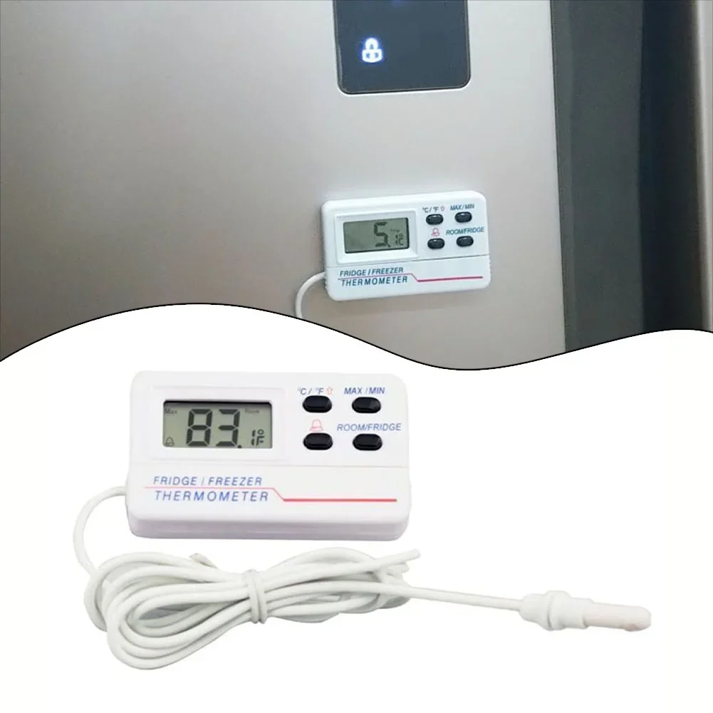 Alarma de Temperatura Digital para Refrigerador, con Rango de -50 a 70 Grados Celsius/Fahrenheit, Conmutable y con Memoria de Máxima y Mínima