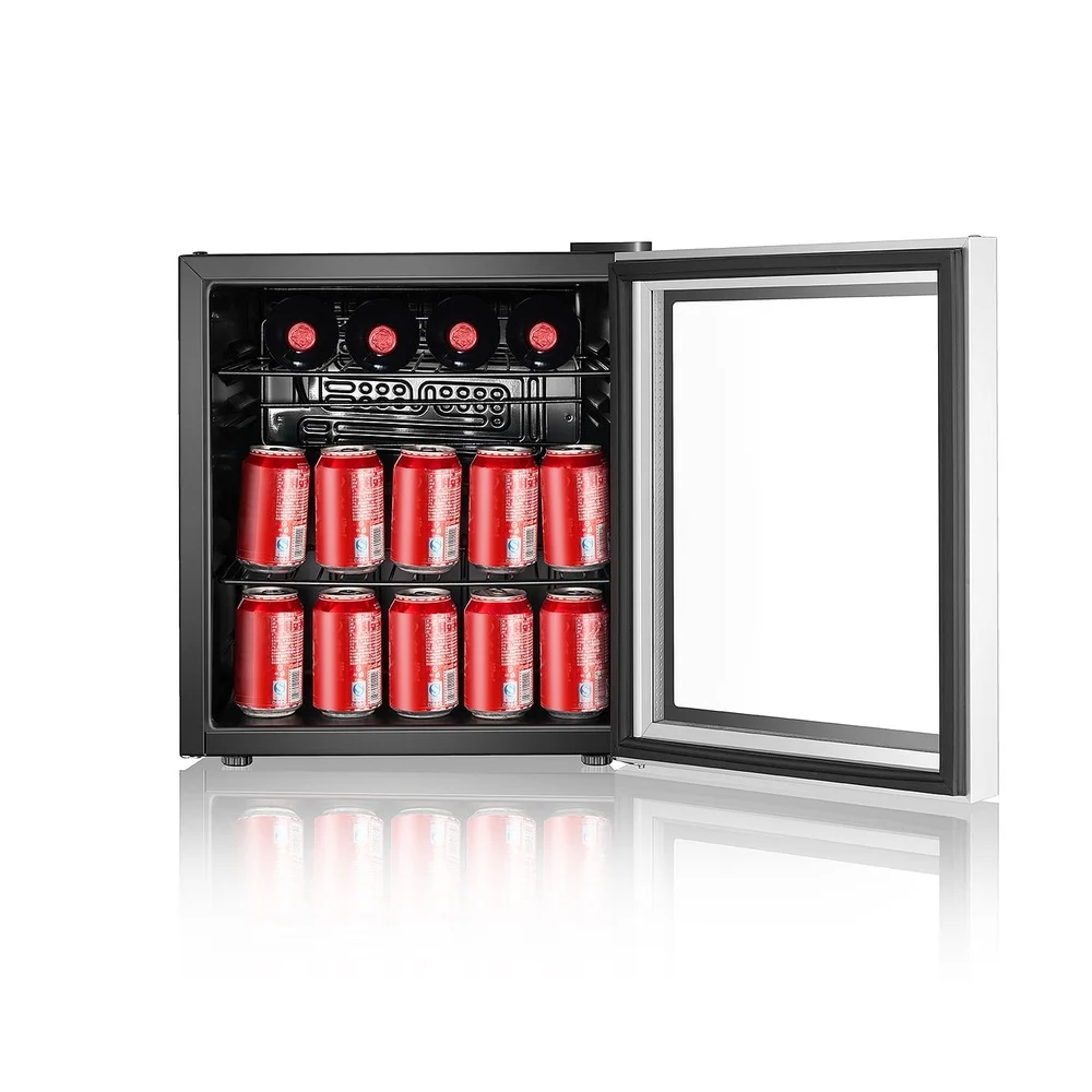 70 Can Beverage Refrigerator with Adjustable Thermostat and Glass Door Compact Cooler Home Office Dorm Food Storage
