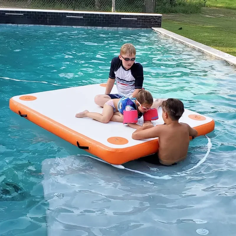 YOJA Platform Water Inflatable Dock Float Lake Boat Pool Ocean Mat Swim Deck Raft 100-500kg Capacity 5-10 Passengers Adults