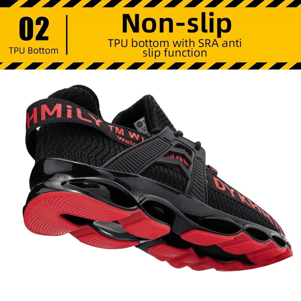 Steel Toe Safety Shoes Men Non-Slip Work Boots Lightweight Breathable Work Sneakers Shoes