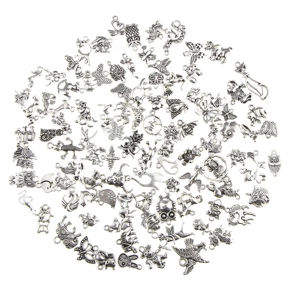 100 Piece Wholesale Lot Assorted Charms Pendant for Crafting Jewelry Making Accessory