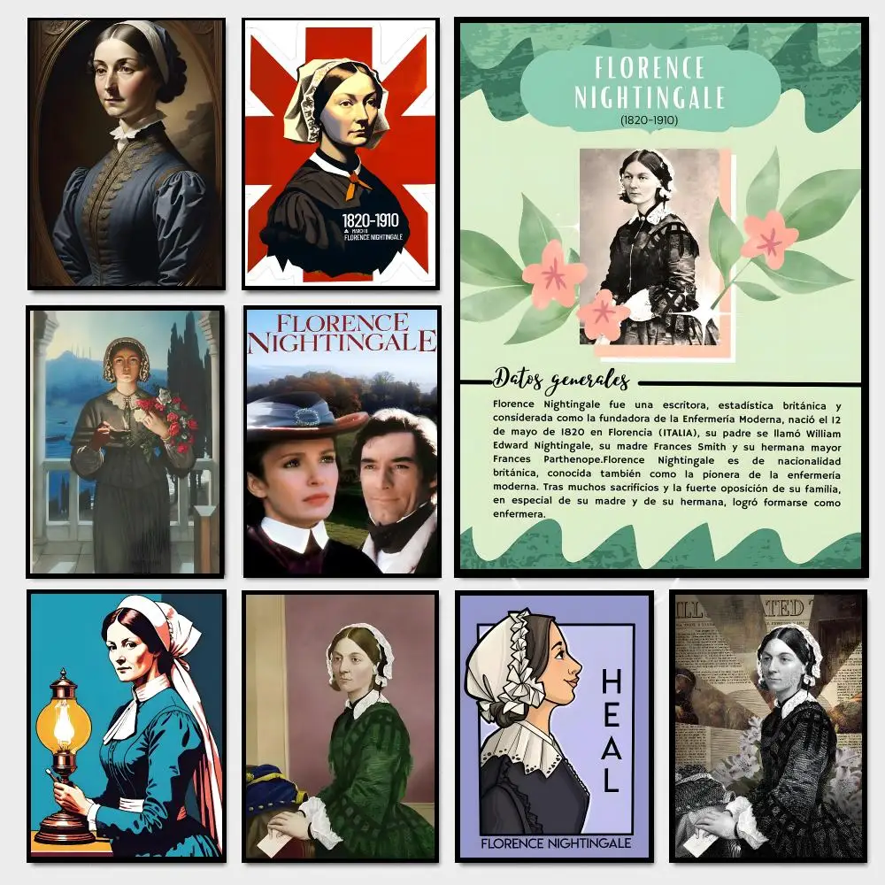 Florence Nightingale Movie Biographica Poster Moisture-proof Self-adhesive Decor Living Room Bedroom Party