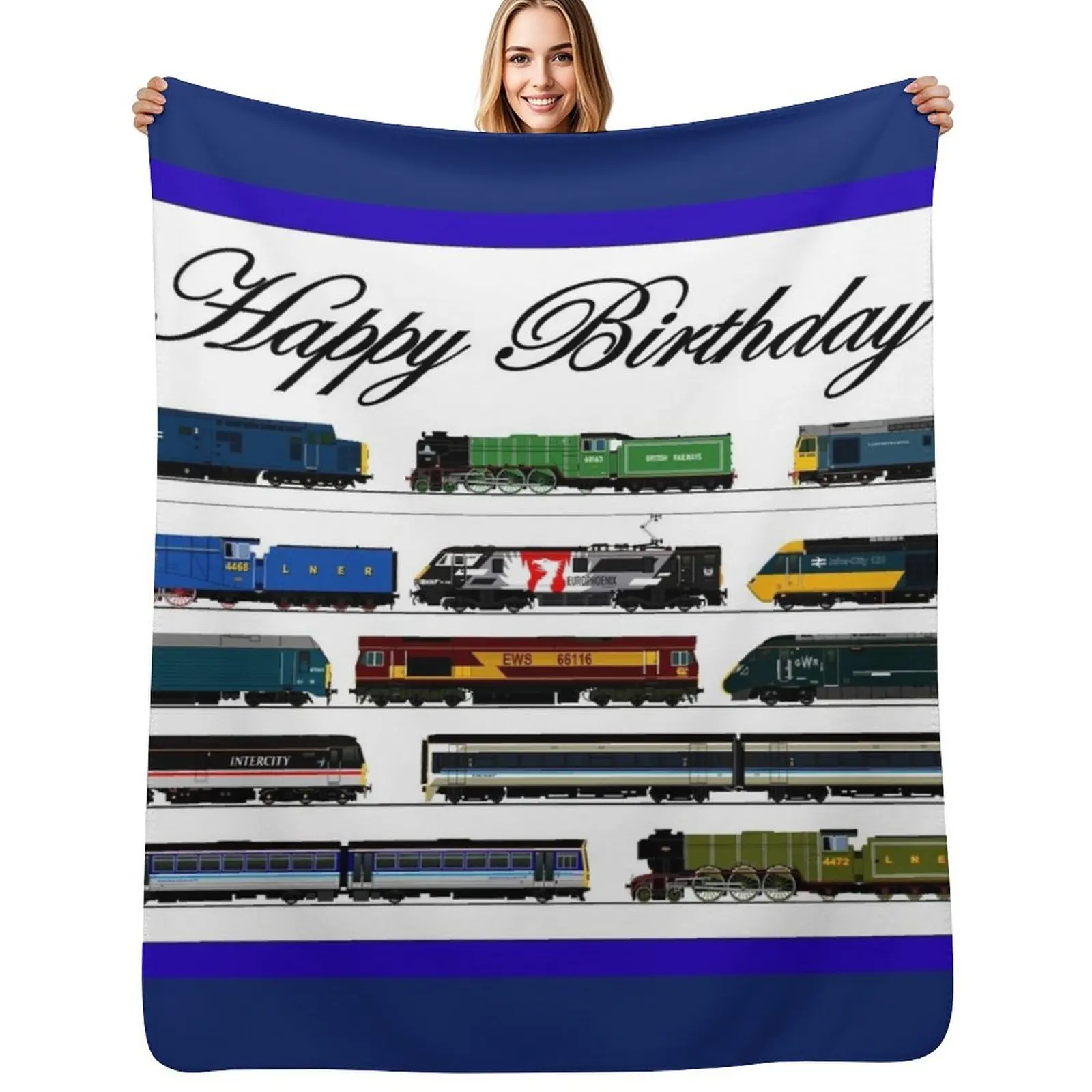 

Locomotive Birthday card Throw Blanket Baby Sofas Sofa Quilt Loose Blankets
