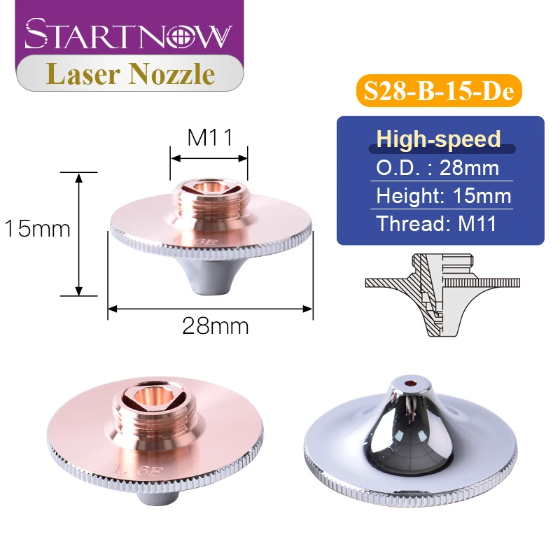 Boquilla láser sónica Startnow HSG Dia.28mm para máquina de fibra Precitec Penta, piezas de soldadura, boquillas de corte láser WSX de alta velocidad