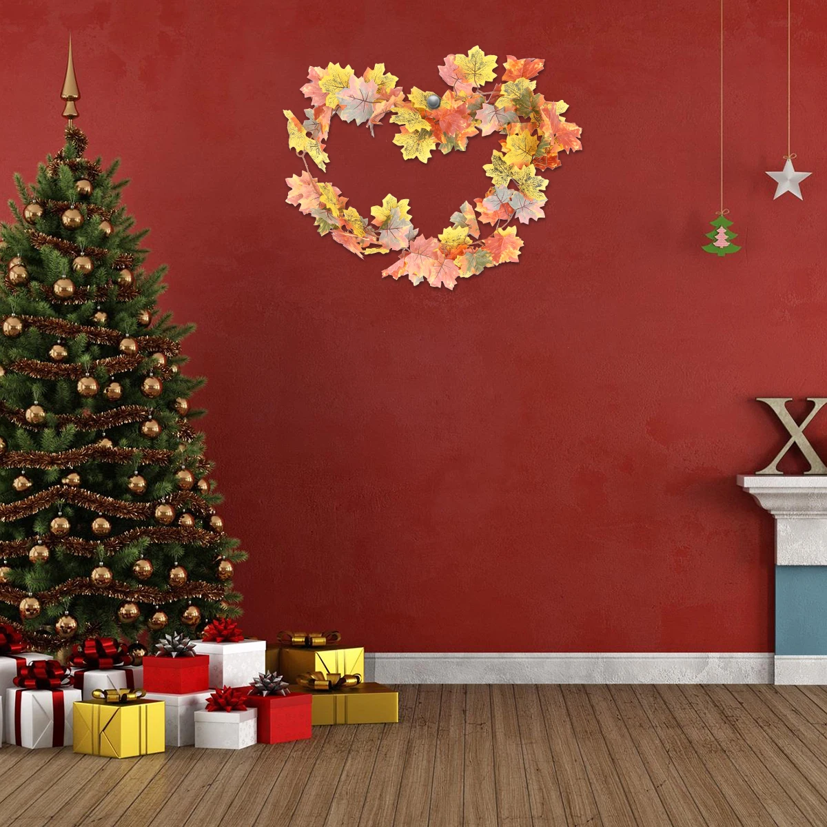 

1Pc Artificial Maple Rattan Simulation Plant Vine for Year Round Decoration Patio Wall Door Hanging