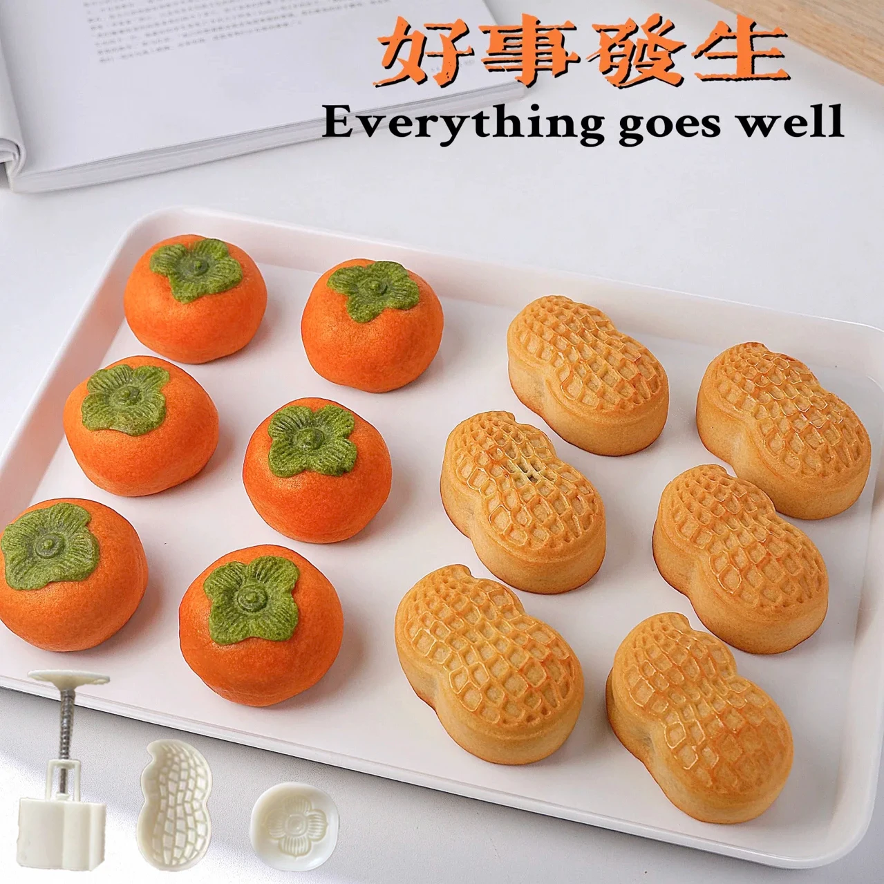 

20g 30g 50g Peanut Mooncake Mold Persimmon Cookie Cutter Cake Pastry Crisp Dessert Home DIY ABS Baking Decorations Kitchenware