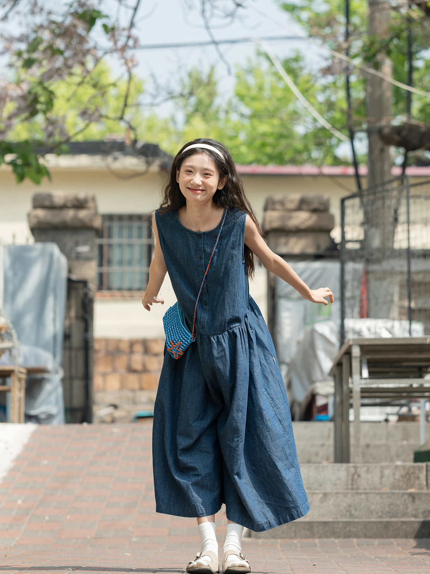 

Ultra Soft Lightweight Denim Onesie Pants Women's Casual High Waist Long Cotton Trousers Comfortable Wide Leg Jumpsuit