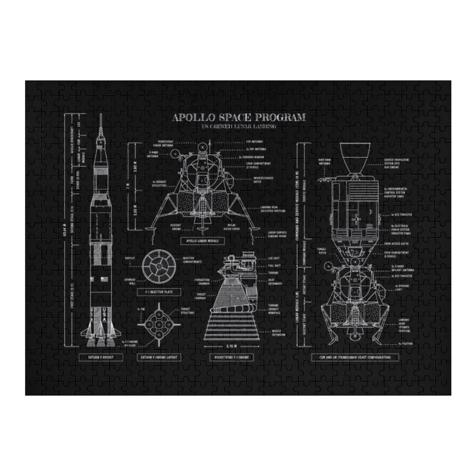 

Apollo Program (1961 - 1975) White Stencil-No Background Jigsaw Puzzle Personalised Jigsaw Works Of Art Puzzle