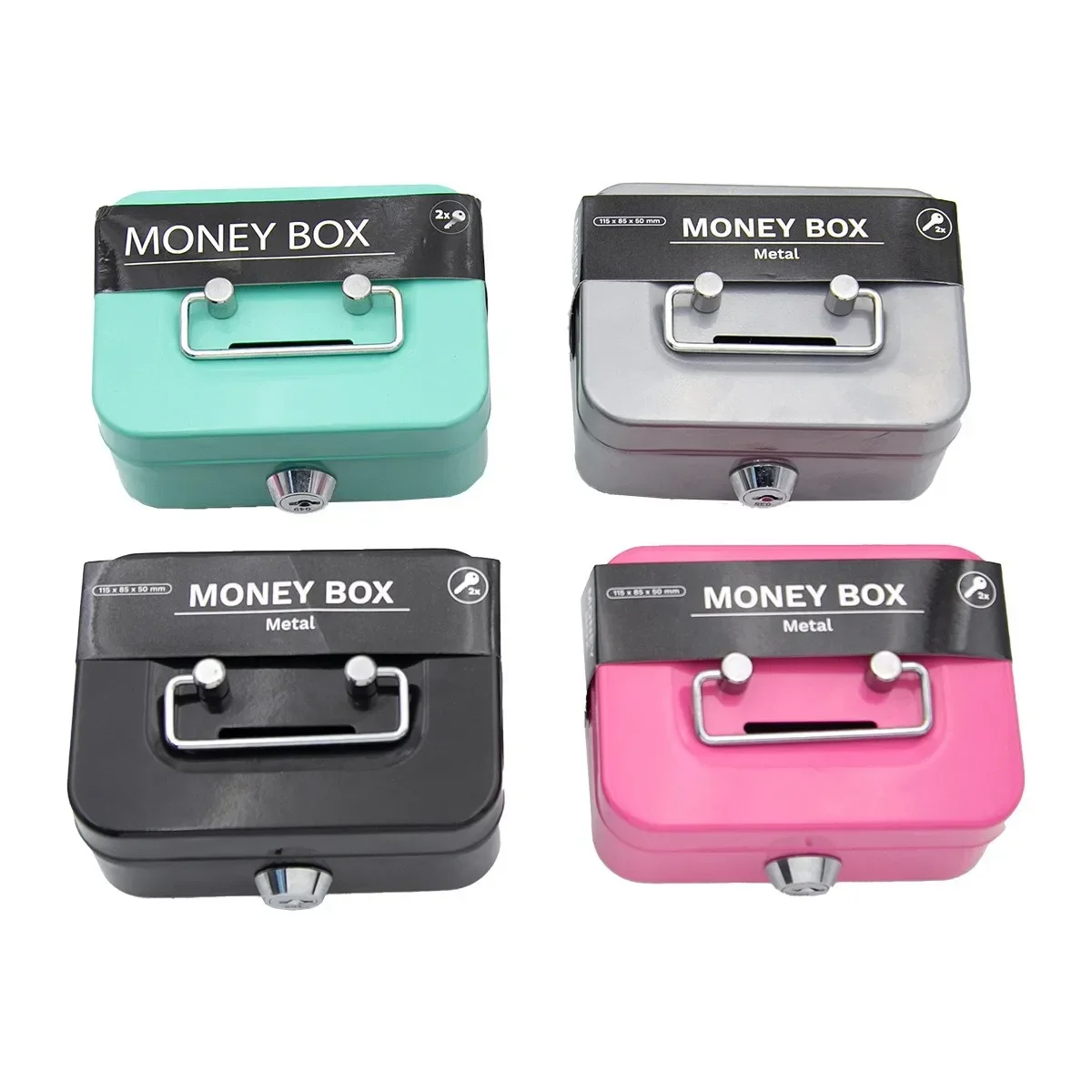 

Money Safe Box Lockable Cash Box with Key,Portable Piggy Box Metal Small Security Lock Organizer Sturdy Coin Boxes for Kids