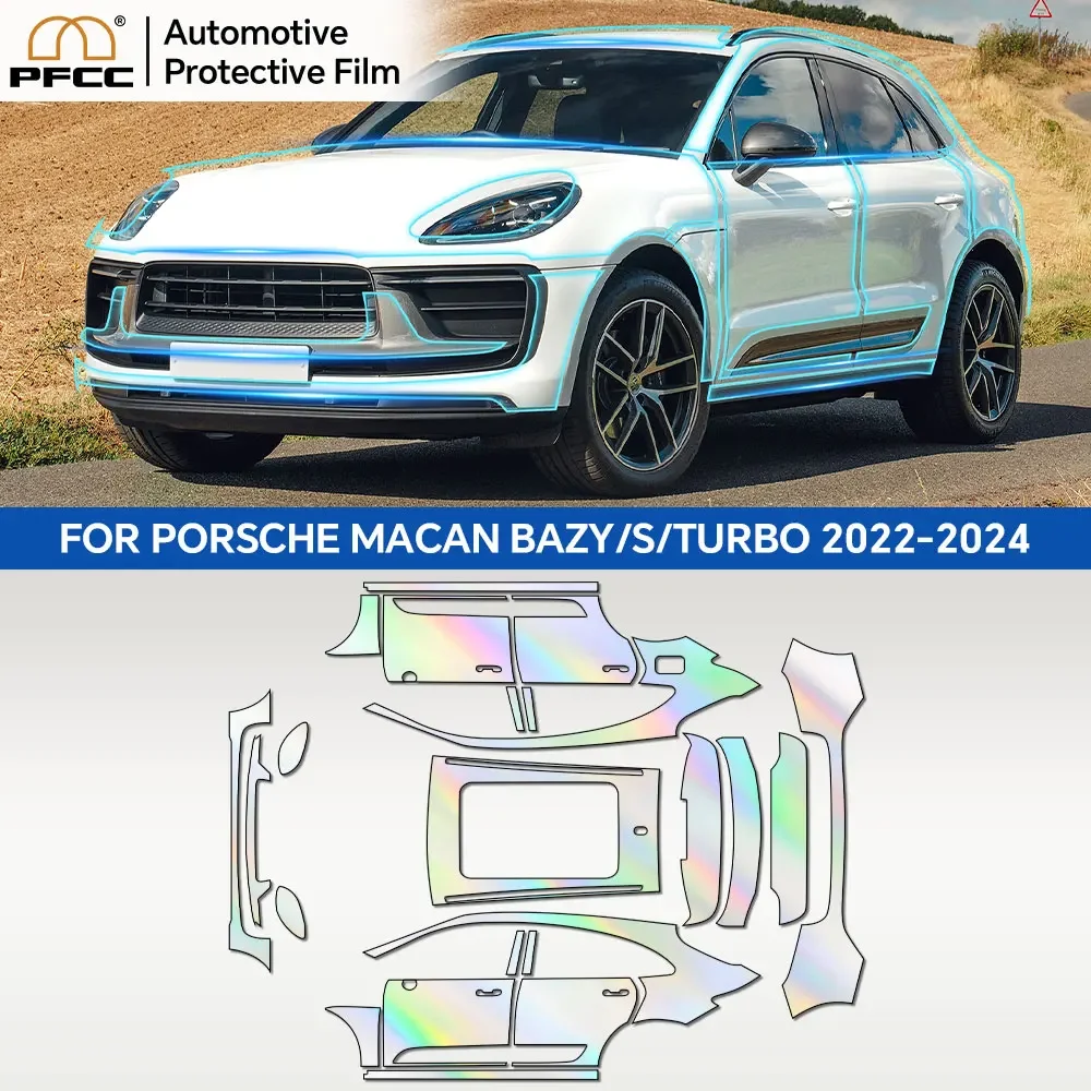 Pre-cut Protection Film for Porsche Macan Base S Turbo 2022-2024 PPF Paint Transparent Body Sticker Kit Accessories Anti-Scratch