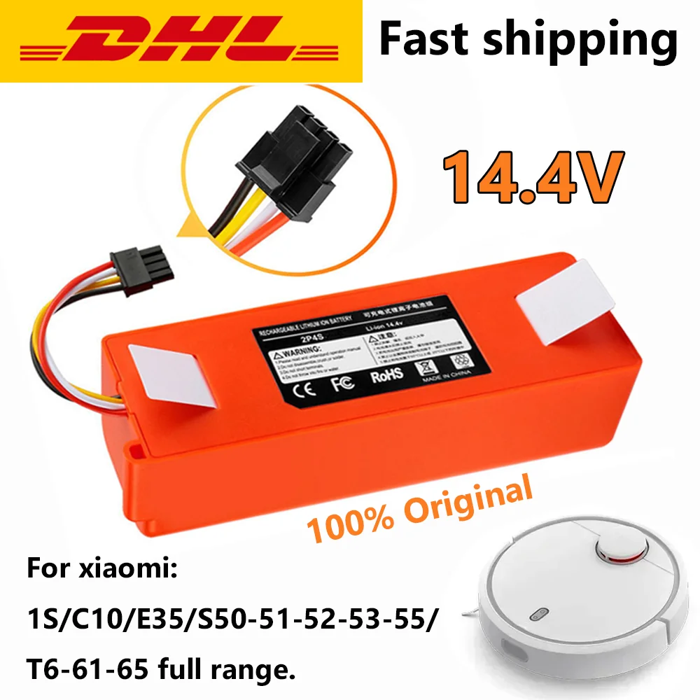 For Xiaomi Roborock S55 S60 S65 S50 S51 S7 S5 MAX S6 Parts 14.4V 6800mAh Robotic Vacuum Cleaner Original Replacement Battery