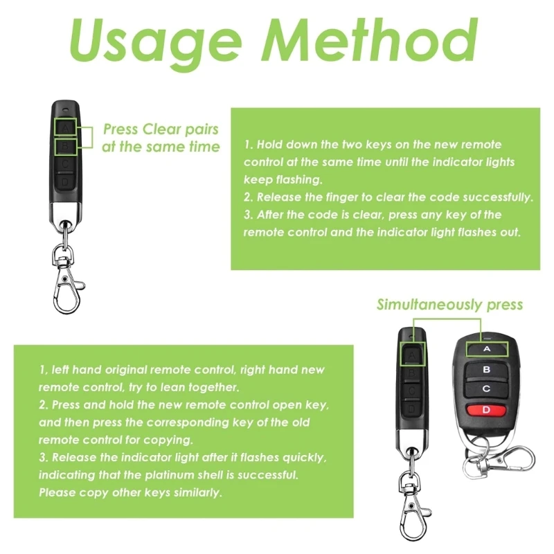 433Mhz Universal Remote Control Roller Shutters Wireless Fob for Electric Gate