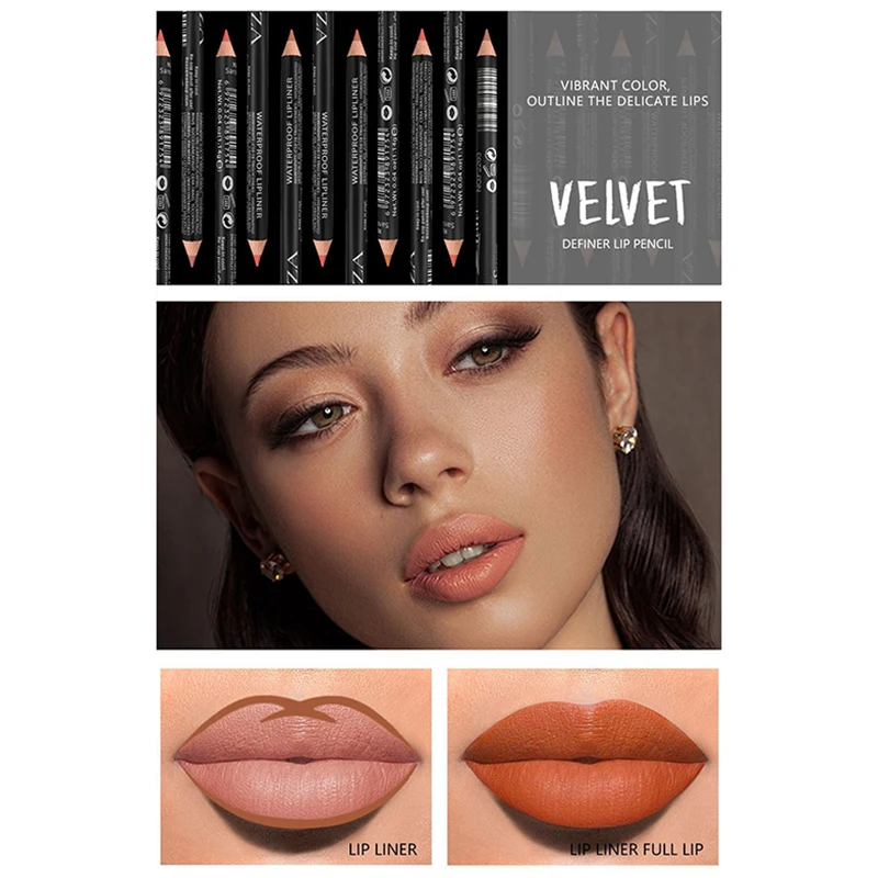 14 Kleur Nude Matte Lippenstift Potlood Langdurige Waterdichte Lip Potlood Hoge Gepigmenteerde Lip Liner Lip Make-Up Tool