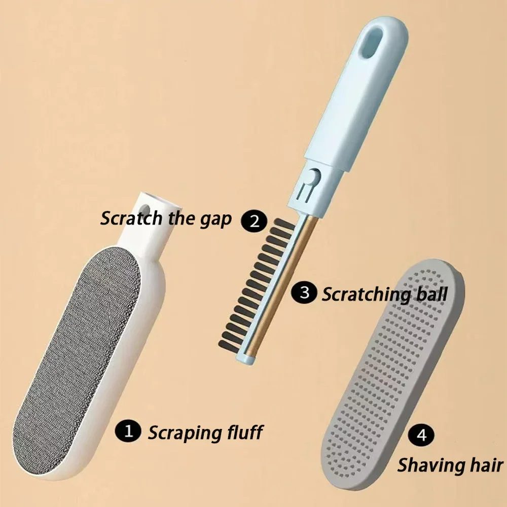 4-in-1 multifunctional electrostatic hair removal brush, clothing sofa hair adhesive, pet hair scraper