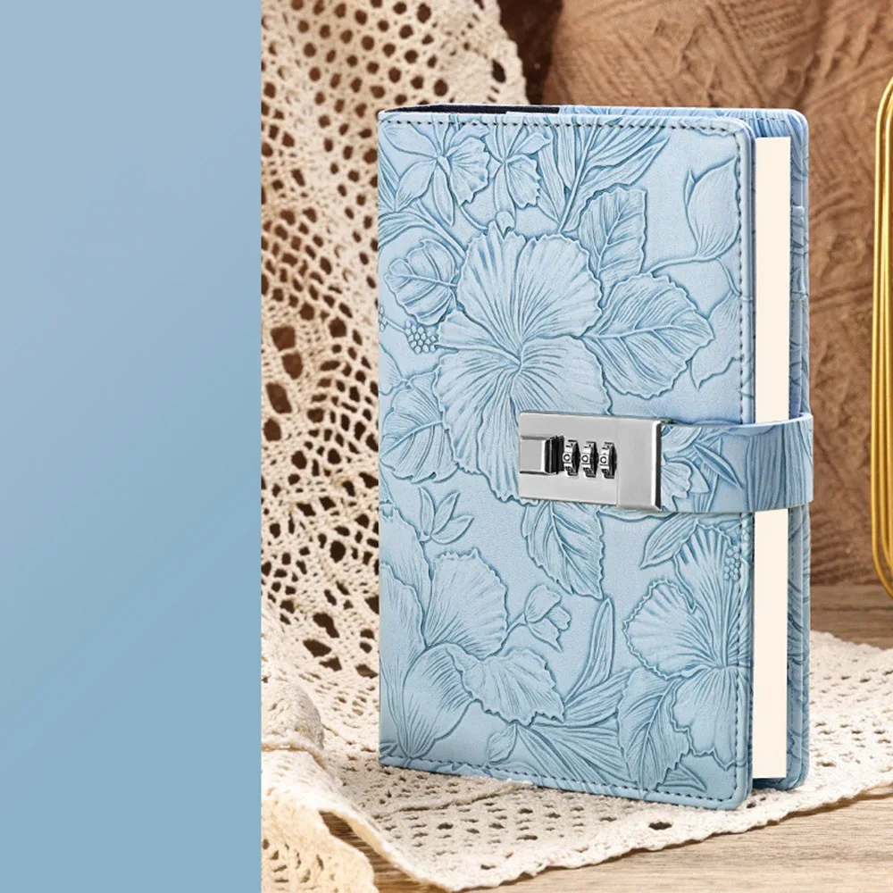 

224 Pages B6 Notebook Protecting Secrets Thickened Password Book with Lock PU Leather Cover Wear-resistant Diary Book