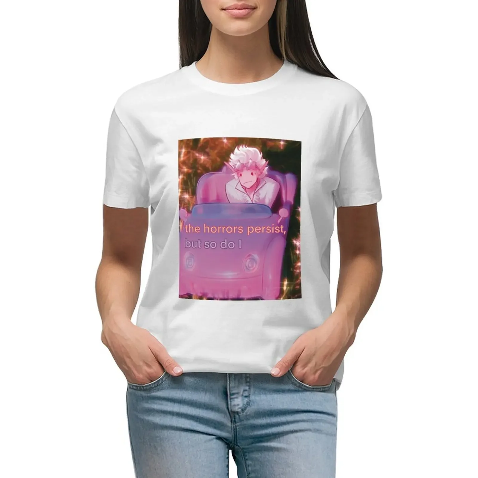 

Horrors persist Meme T-shirt summer tops kawaii clothes Women t shirt
