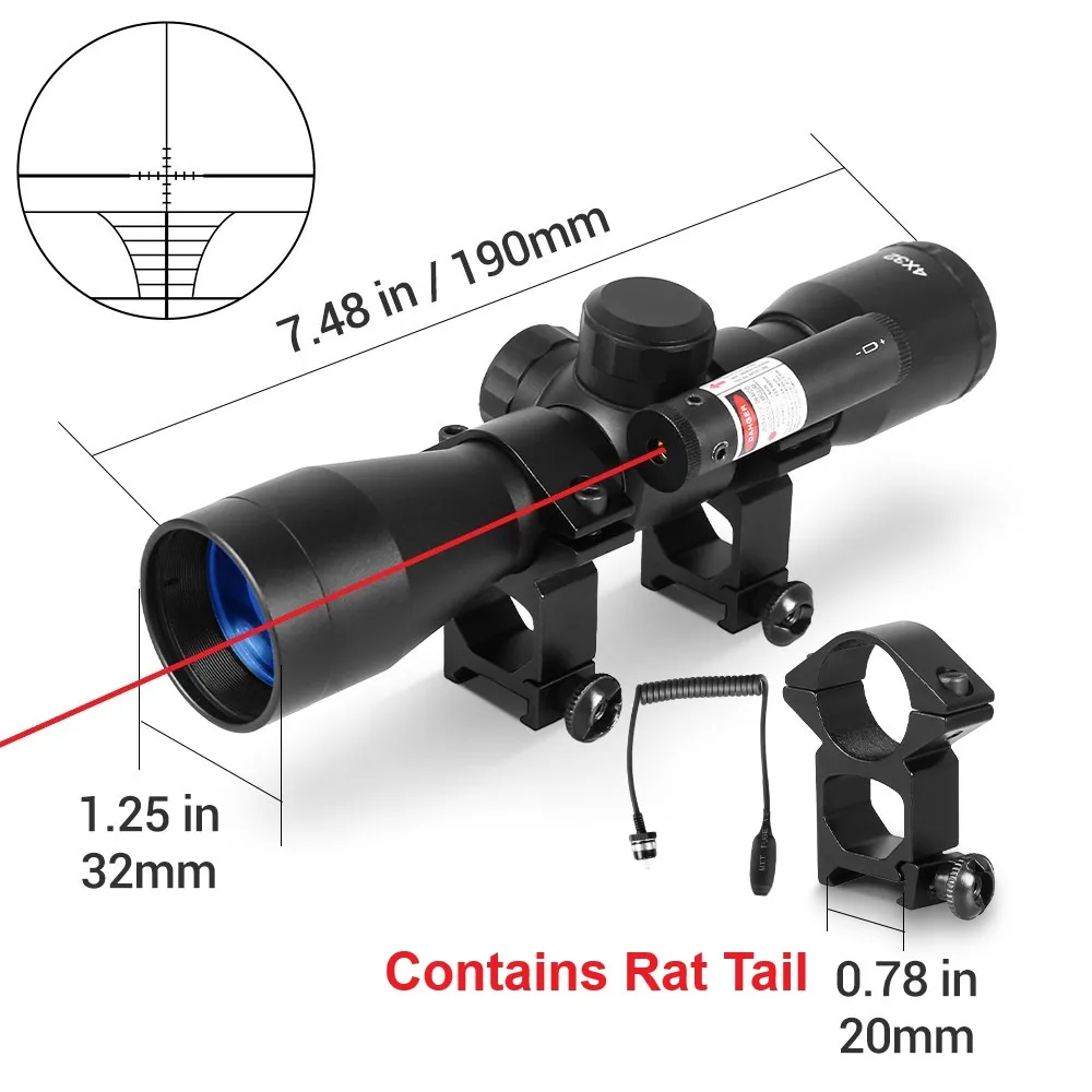 4X32 Compact Richtkijker Red Dot Optics Jachtkijker Richtkruis Richtkijker met Rode Laser Sight 11/20mm Rail Ring Mounts Luchtgeweer - afbeelding 1