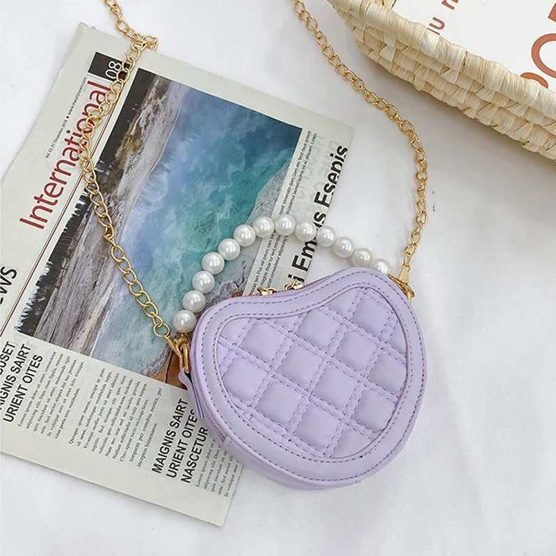 Tas Selempang Mini Berbentuk Hati Dengan Pegangan Mutiara Tas Bahu Putri Lucu Untuk Anak Perempuan Dompet Koin Harian