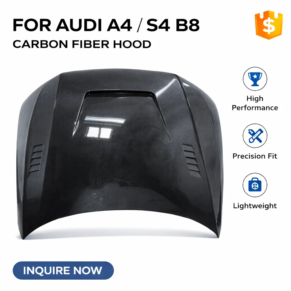 

Carbon Fiber Hood With Vent For Audi A4 / S4 B8 (2008-2012) | V Style Front Bonnet Replacement | OEM-Style Fit