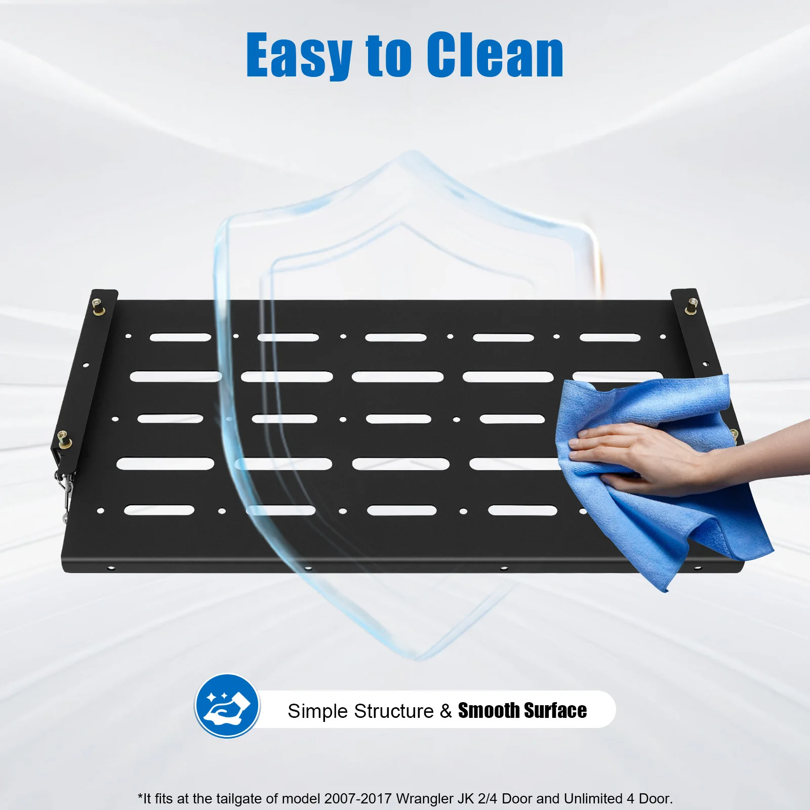Table pliante de hayon pour Jeep Wrangler JK 2007 – 2017, 2/4 portes, roulement de charge de 75lb, en acier, étanche, peu encombrante, conception pliable