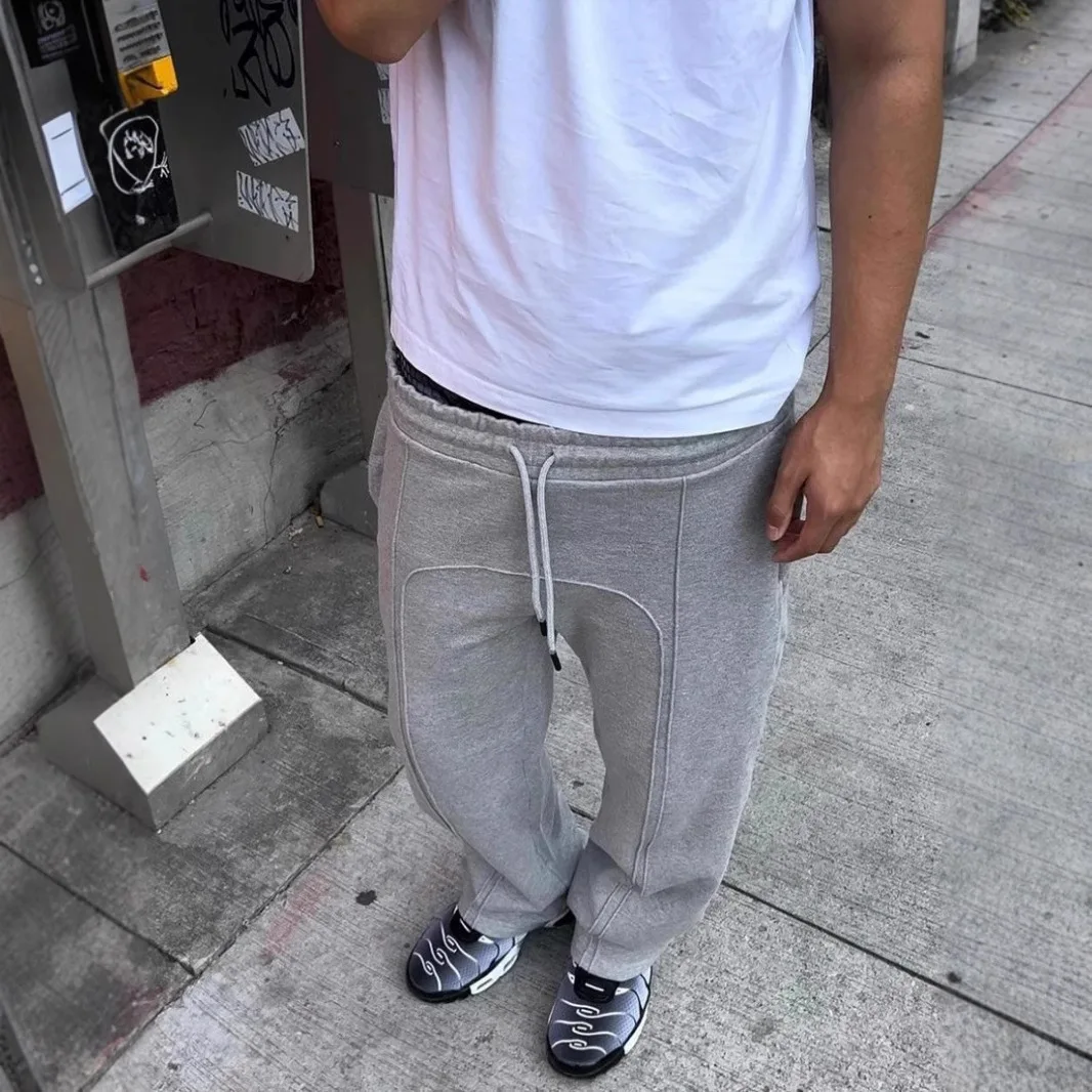 

Elastic Drawstring Jogger, Zipper Cuff Sweatpants, Baggy High Street Trousers, Hip Hop Casual Trackpants For Men Loose Fit