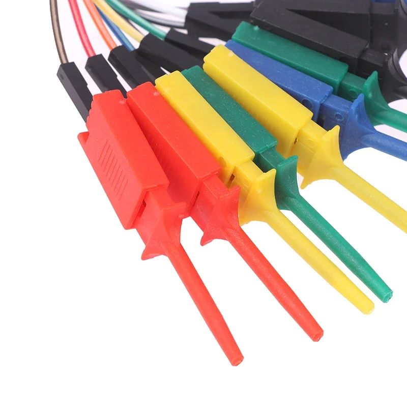 20/30cm length 10Pin Logic Analyzer Cable Test Lead Hook Cable Clamp 5 Color Probe Testing Electrical Equipment High Efficiency