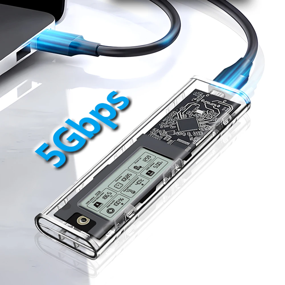 M.2NVME/NGFF Dual Protocol Solid State Drive Case Herbruikbare Typc3.2 Harde Schijf Case USB Digitale Display Drive Case SL-TN10-P-AC