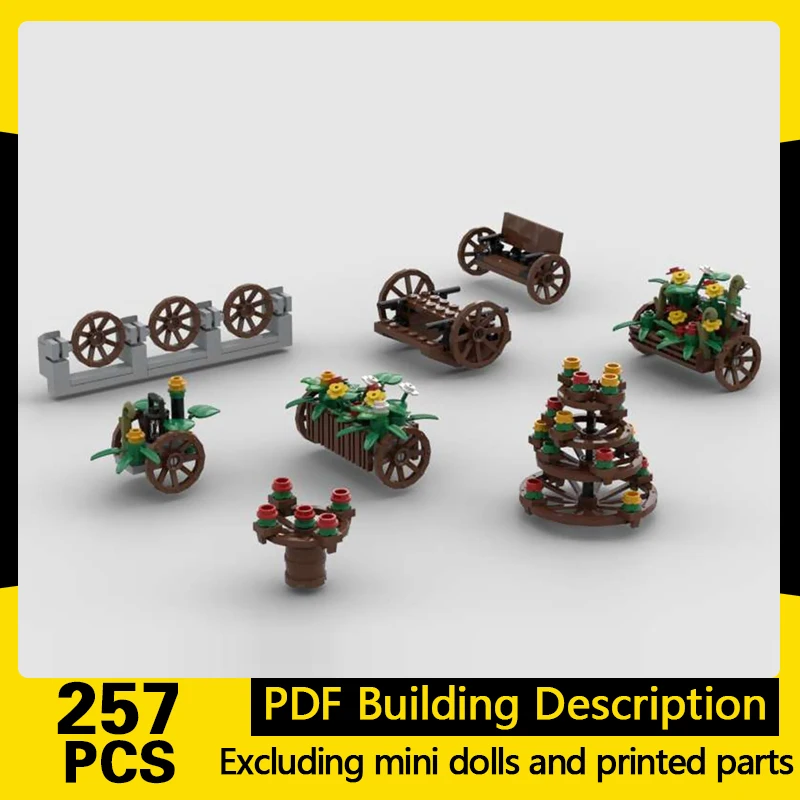 

City Street View Model MOC Building Bricks Garden Decoration Wagon Modular Technology Gifts Holiday Assemble Children Toys Suit