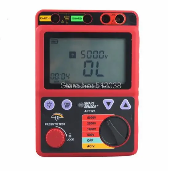 AR3125 High Voltage Insulation Resistance  Tester, Megohmmeter  Testing Range 1000Gohm Rated Voltage 500V/1000V/2500V/5000V