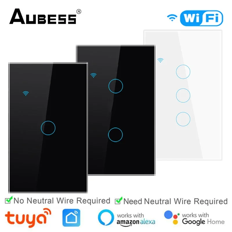 US EU WiFi Smart Light Switch Touch 1/2/3/4 Gang Switch Tuya Smart Life Remote Control Works With Alexa Google Home Yandex Alice