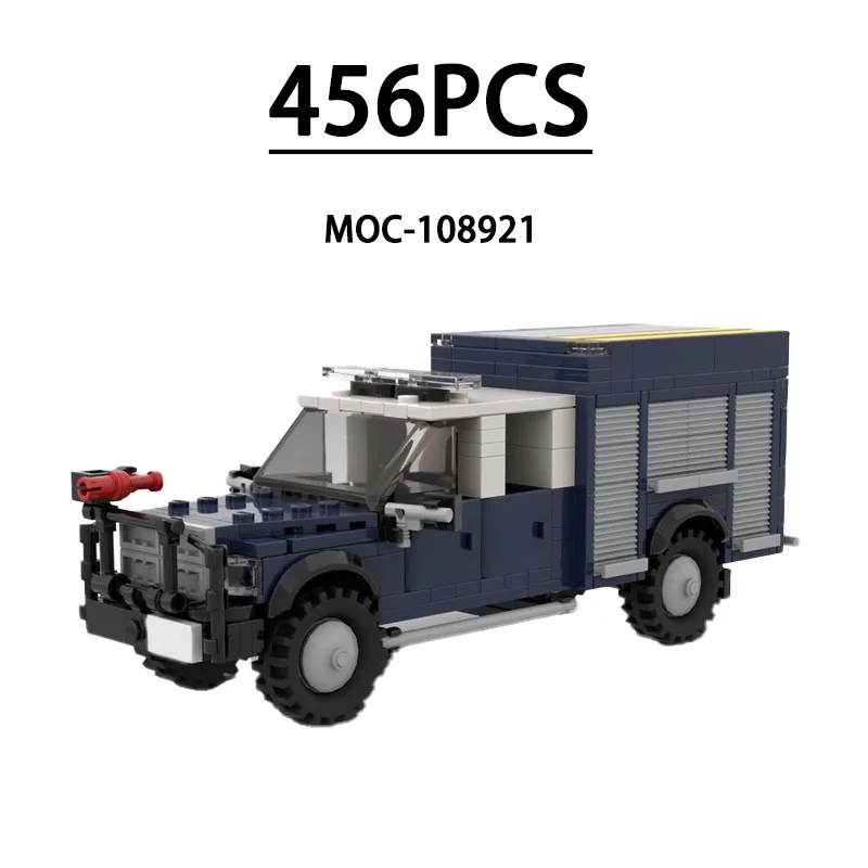 MOC-108921 Building Block City Support Fire Truck Model, 456 Pieces, Children's Educational Birthday Christmas New Year Toy Gift