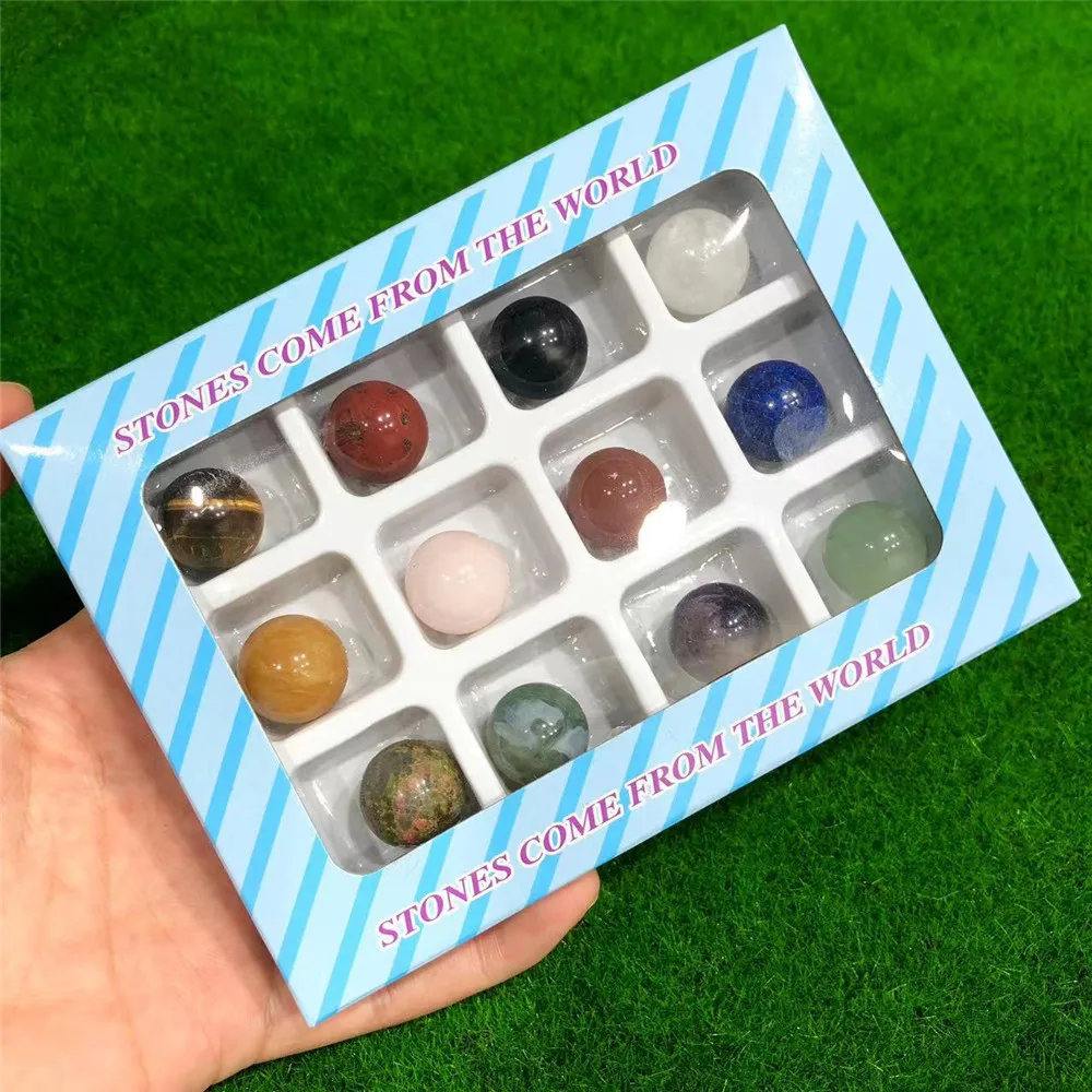 

20mm Natural Crystal Balls Quartz Stones Tumbled Gemstone Healing Reiki Chakra Feng Shui Energy Sphere Gift Box