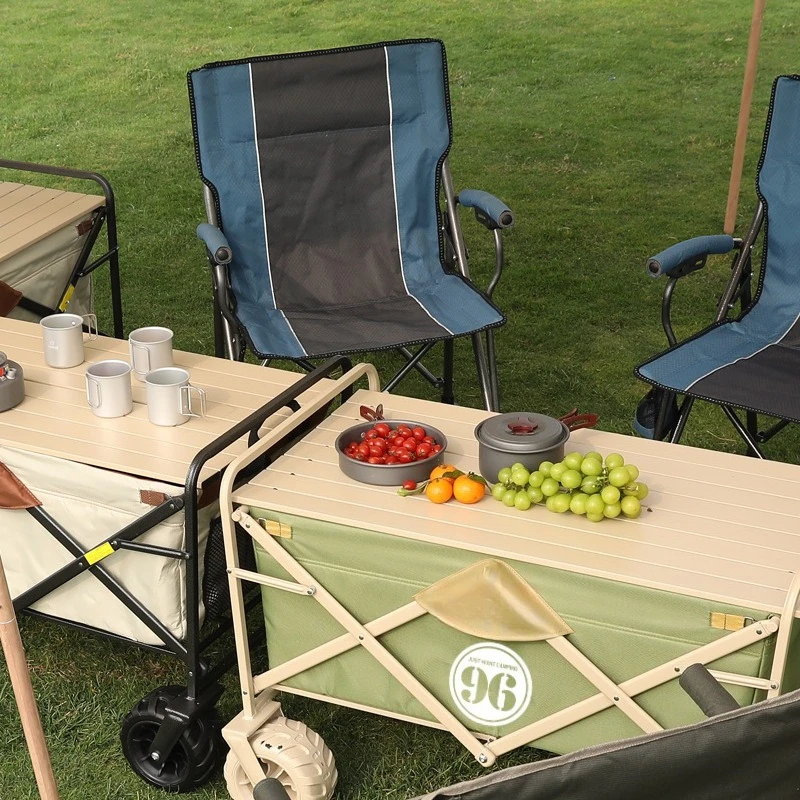 Outdoor tent camping folding cart, camp picnic  pull cart, outdoor camping integrated awning cart
