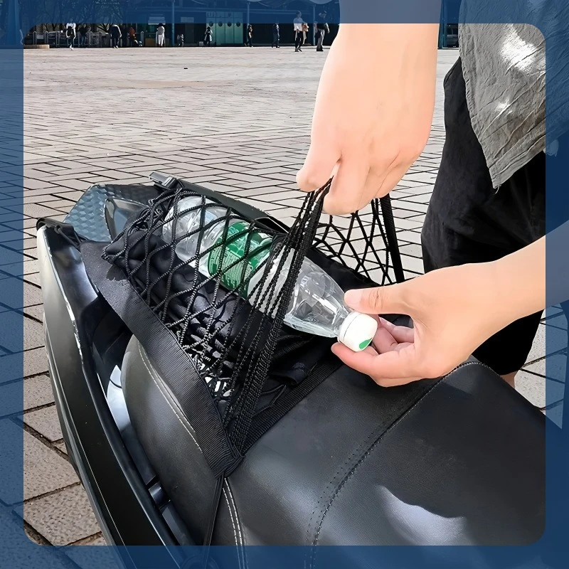 

Модернизированная грузовая сетка для хранения мотоциклетного шлема, высокоэластичная двухслойная банджи-сетка с 4 прочными крючками, стойка для автомобильного ремня