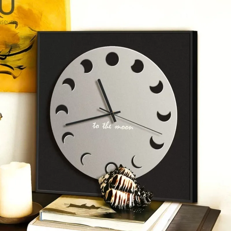 Home Decor Wall Clocks Minimalist Hanging Clock Living Room Moon Style Walls Clock Desktop Ornaments Clocks with Outer Frame