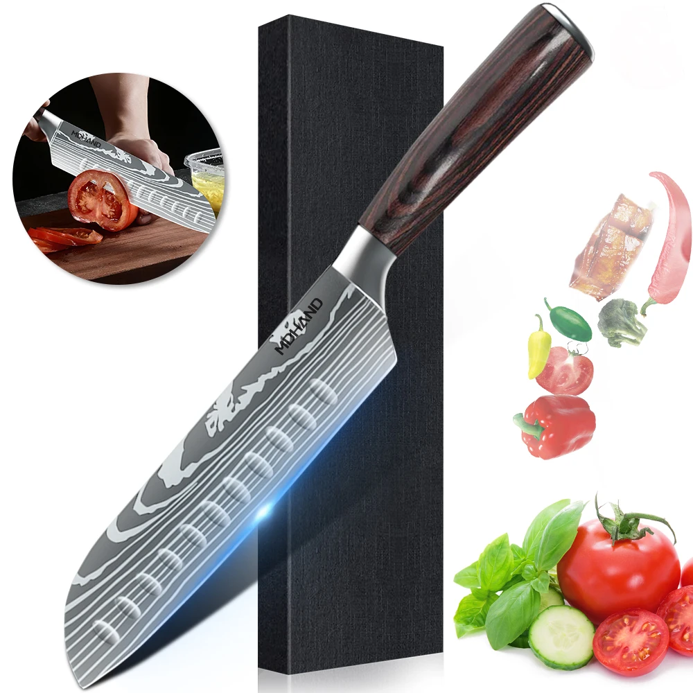 

Japanese Santoku Knife Stainless Steel Chef Knives Sharp Kitchen Knife Used for Cutting Vegetables and Meat Cooking Tools