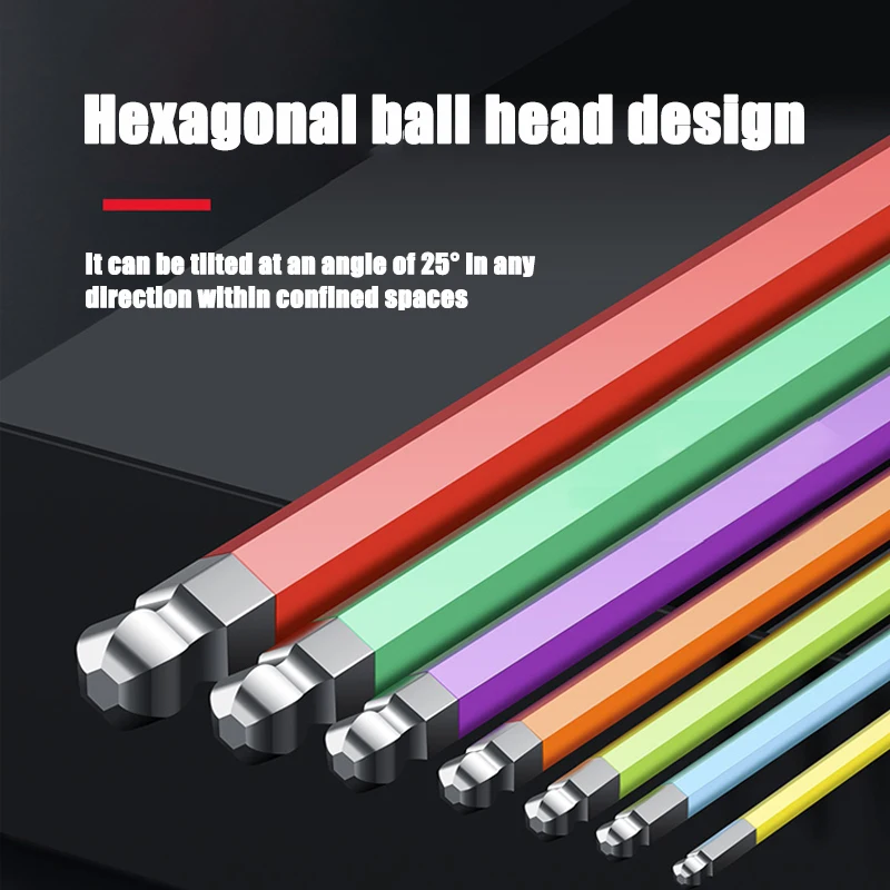 Wiha 9-piece set of colored hexagonal ball head L-shaped wrench set, professional maintenance manual tool repair 46555