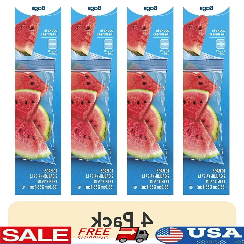 

Durable Double Zipper Freezer Bags 2 Gallon 10 Count Snap N Click Design Food Storage Bags Meal Prep Travel and Bulk Items