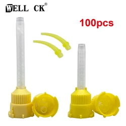 Puntas de mezcla de impresión Dental desechables, tubo de mezcla de boquillas de Material de impresión Intraoral amarillo 1:1, 100/200/300 piezas