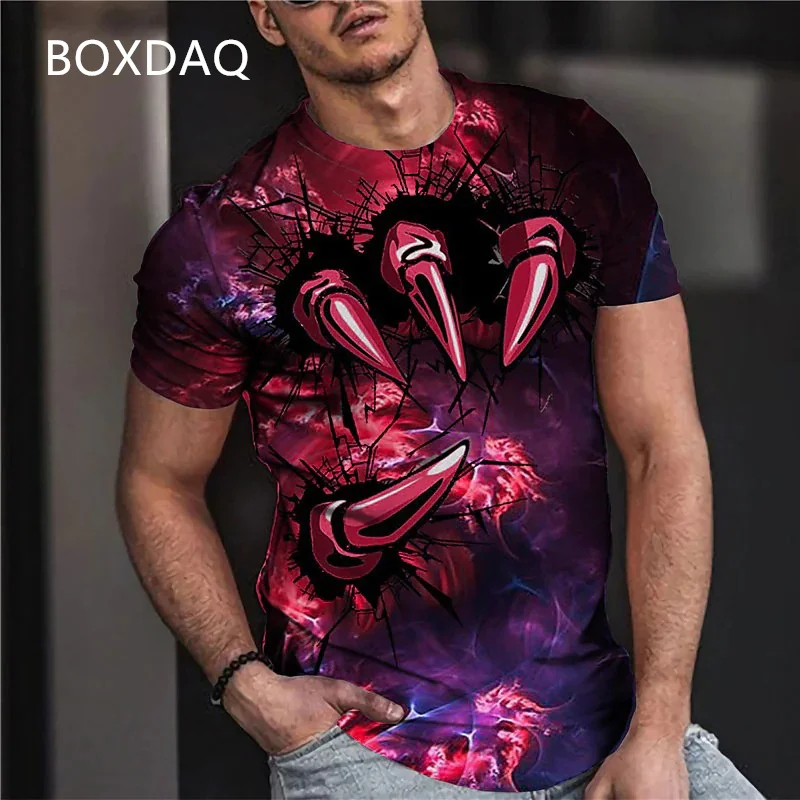 

Short Sleeve Gothic Men's T-Shirts Summer 3D Print Street Hip Hop Male Tees 6XL Plus Size Man Clothing Loose Casual Tops